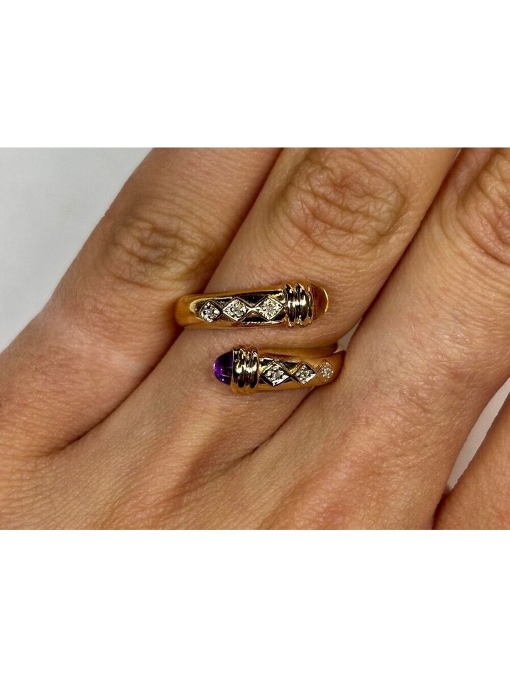 14k Yellow Gold Amethyst Ring Antique